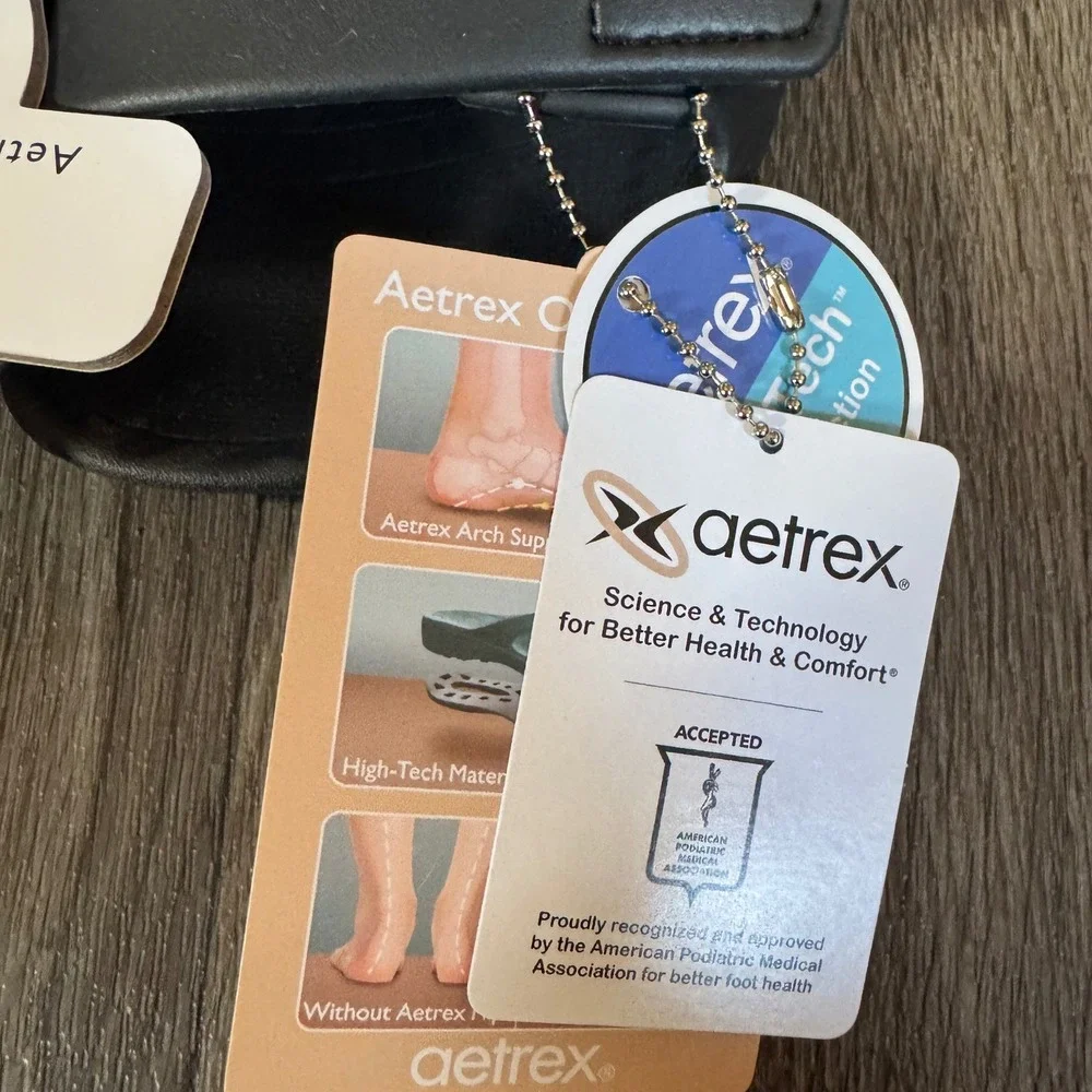 Aetrex Kaia Orthotic Slides Women Size 6 Black Adjustable Strap Sandals NEW